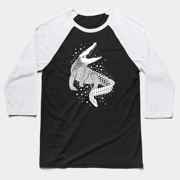 White Crocodile Baseball T-Shirt by TMBTM